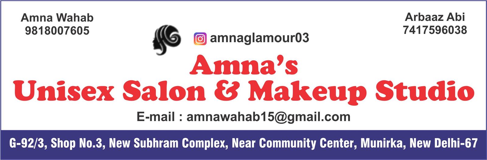 AMNAS UNISEX SALON & MAKEUP STUDIO (Munirka Beauty Salon)